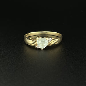 Gold Diamond Blue Topaz Heart Cocktail Ring, Sz 9.5 - Boylerpf