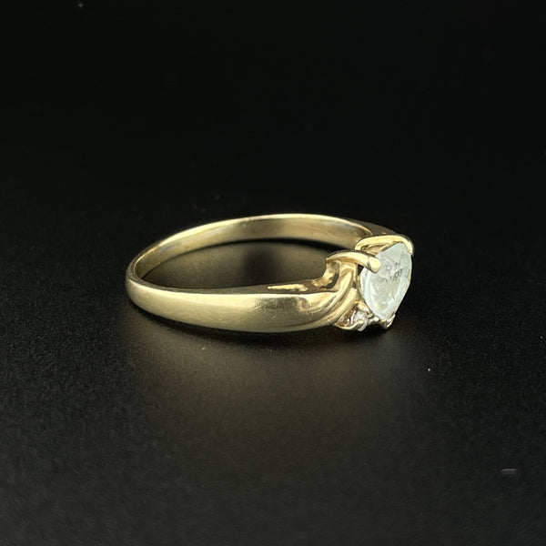 Gold Diamond Blue Topaz Heart Cocktail Ring, Sz 9.5 - Boylerpf