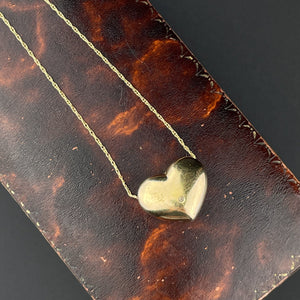 Vintage 14K Gold Puffy Heart Pendant Necklace - Boylerpf