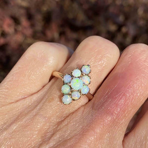 Antique Edwardian Navette Opal Cluster Ring, Sz 6.25 - Boylerpf