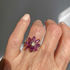 Vintage Diamond Pink Tourmaline Flower Cluster Ring - Boylerpf