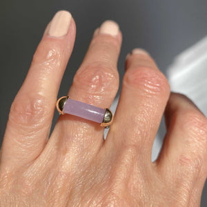 Vintage 14K Gold Barrel Purple Jade Ring - Boylerpf