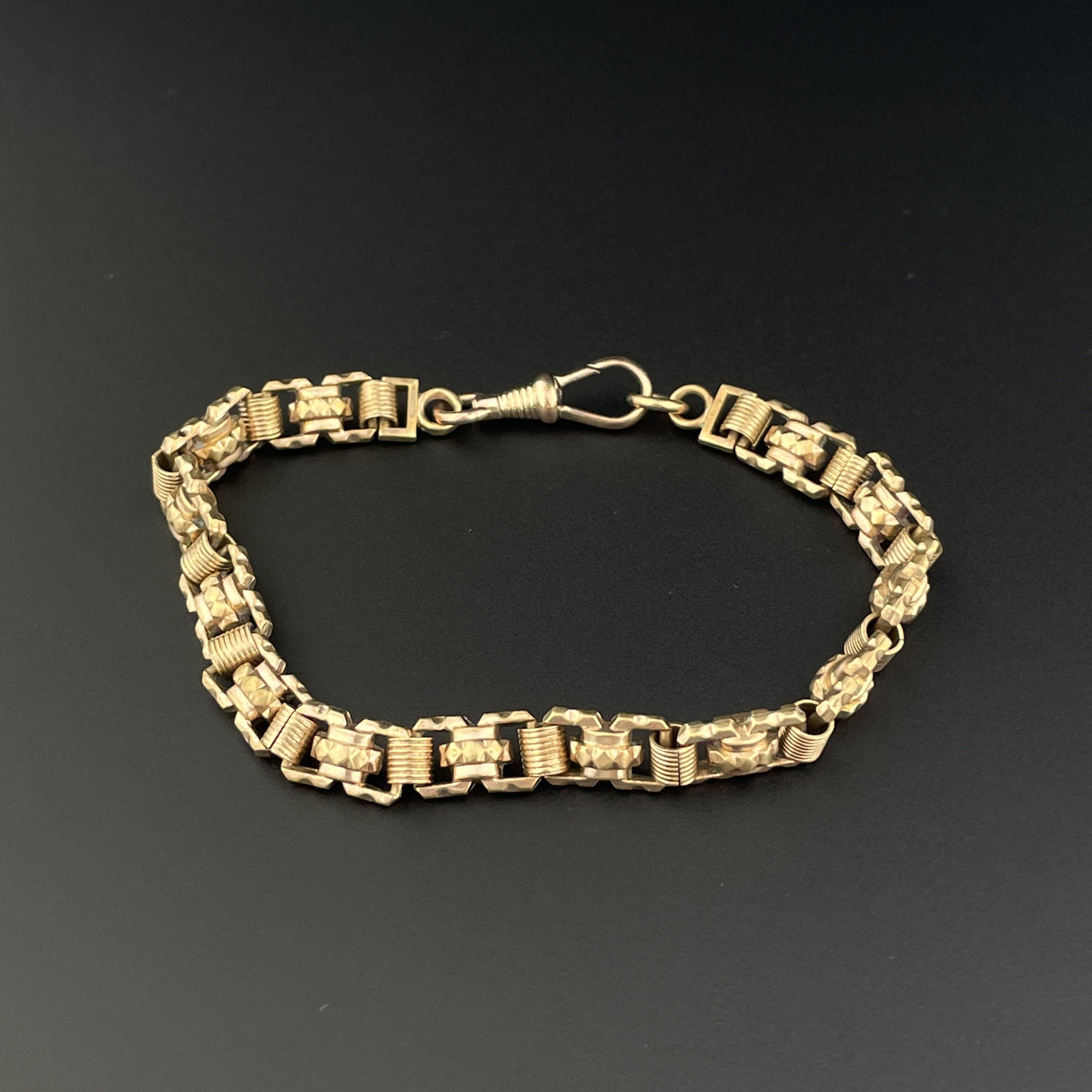 Edwardian Rolled Gold Fancy Cut Double Sided Watch Chain Bracelet ...