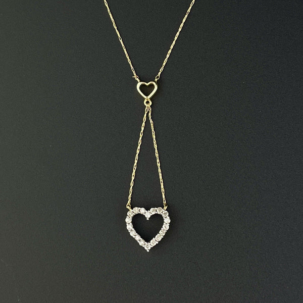 Gold Heart Diamond Drop Lovers Charm Minimalist Necklace - Boylerpf