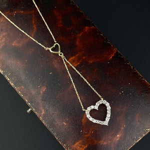 Gold Heart Diamond Drop Lovers Charm Minimalist Necklace - Boylerpf