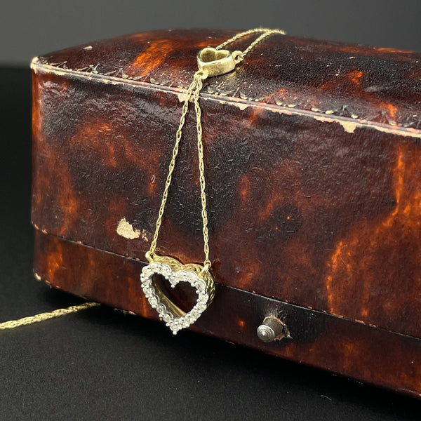 Gold Heart Diamond Drop Lovers Charm Minimalist Necklace - Boylerpf
