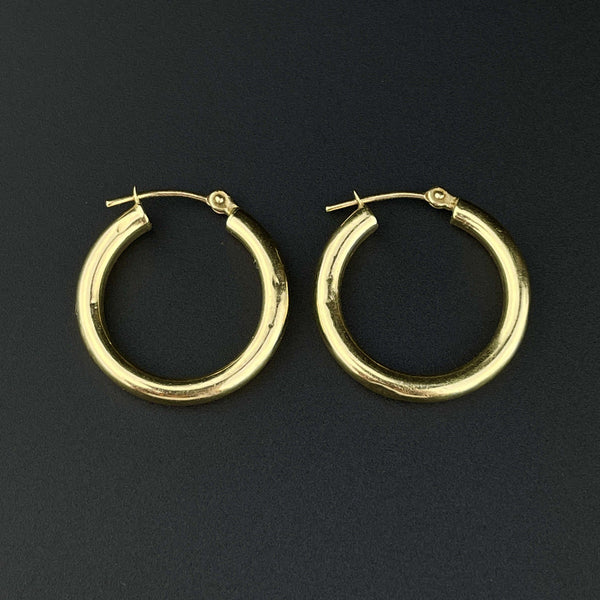 Vintage 14K Solid Gold Huggie Style Hoop Earrings - Boylerpf