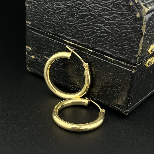 Vintage 14K Solid Gold Huggie Style Hoop Earrings - Boylerpf