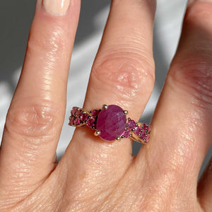 Vintage Cross Over Band Natural Ruby Ring in Gold - Boylerpf