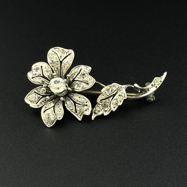 Antique Victorian Silver Cut Paste Large Flower Brooch - Boylerpf