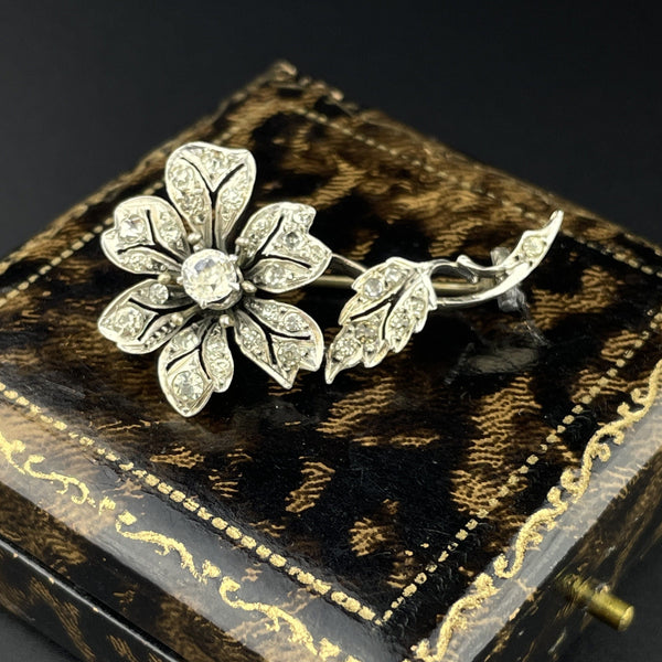 Antique Victorian Silver Cut Paste Large Flower Brooch - Boylerpf