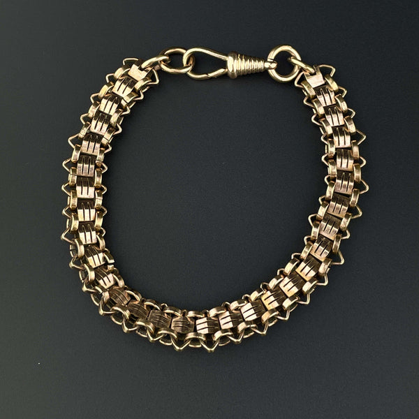 Antique Edwardian Rolled Gold Fancy Link Watch Chain Bracelet - Boylerpf
