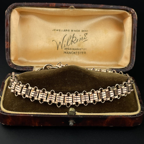 Antique Edwardian Rolled Gold Fancy Link Watch Chain Bracelet - Boylerpf