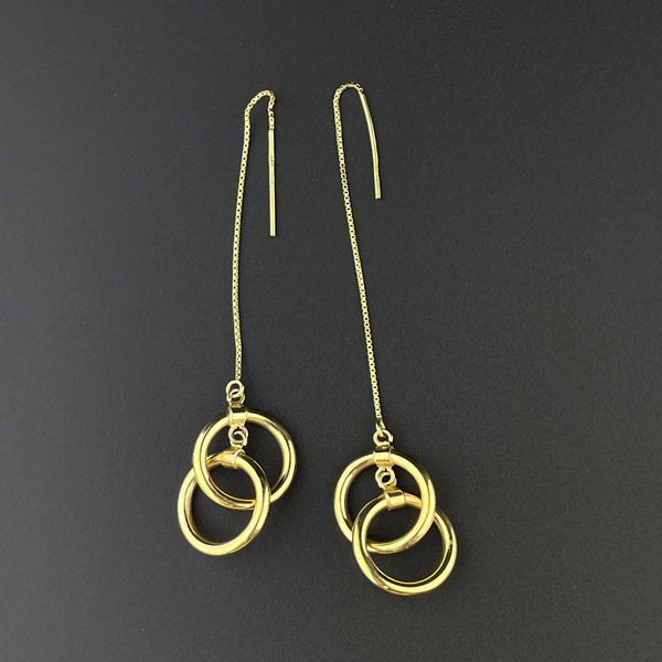 Vintage Chain Solid Gold Hoop Infinity Threader Earrings - Boylerpf