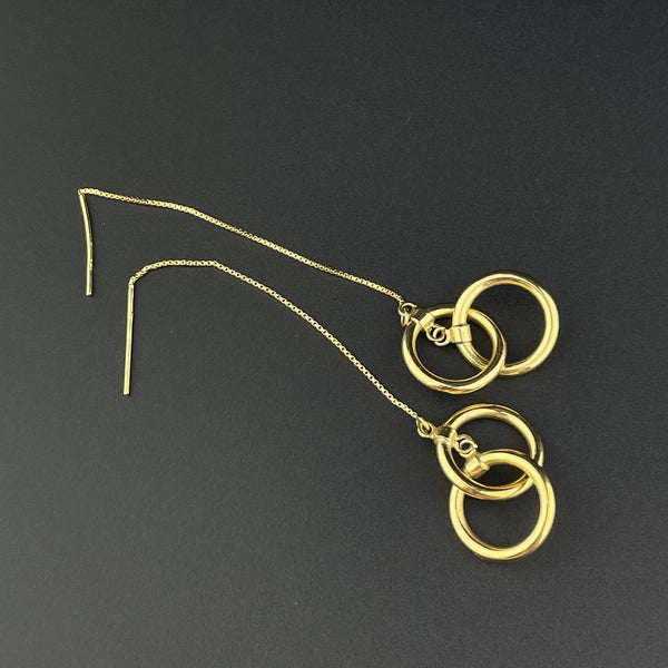Vintage Chain Solid Gold Hoop Infinity Threader Earrings - Boylerpf