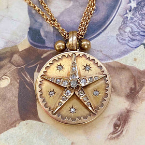 Exceptional Antique Victorian 14K Gold Diamond Star Locket - Boylerpf