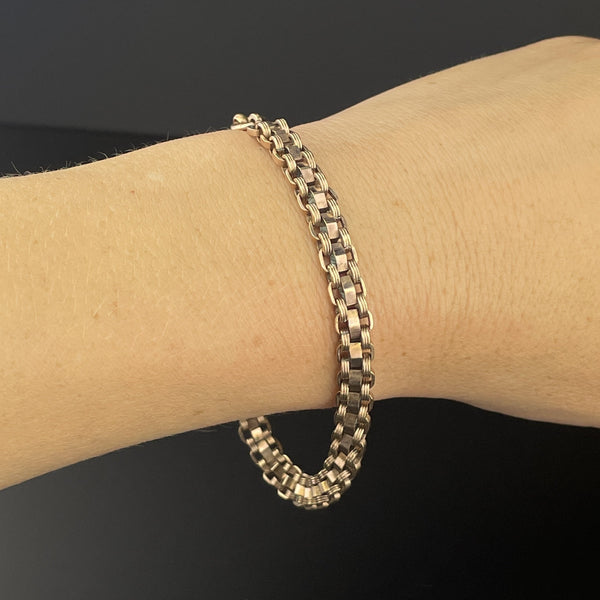 Edwardian Rolled Gold Fancy Link Watch Chain Bracelet - Boylerpf