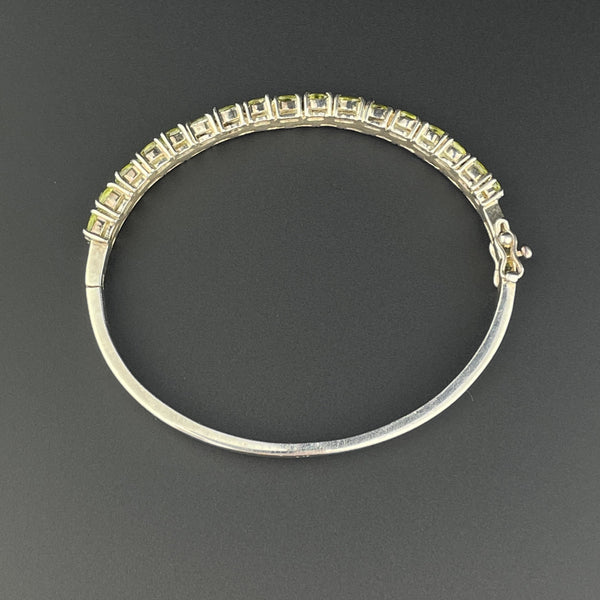 Vintage Silver Two Row Peridot Bangle Bracelet - Boylerpf