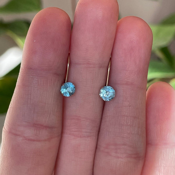 Vintage 10K Gold Blue Topaz Earrings - Boylerpf