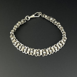 Vintage French Silver Fancy Link Book Chain Bracelet - Boylerpf