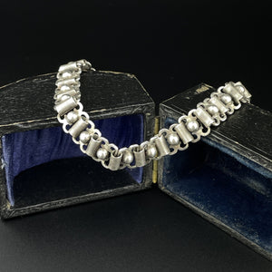 Vintage French Silver Fancy Link Book Chain Bracelet - Boylerpf