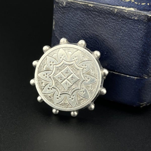 Antique Victorian Silver Engraved Sweetheart Brooch - Boylerpf