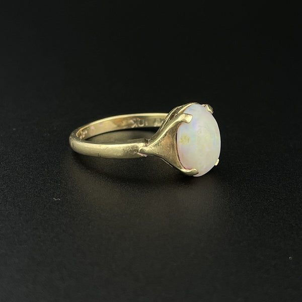 Antique 10K Gold Opal Solitaire October Birthstone Cocktail Ring, Sz 5 1/4 - Boylerpf