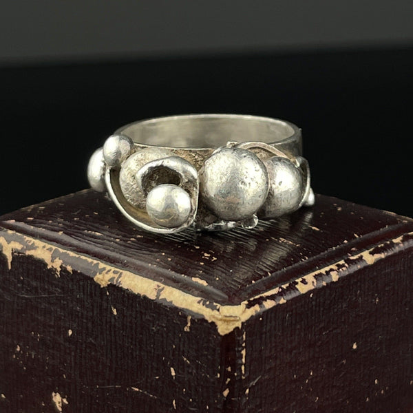 Vintage Silver Arts and Crafts Wide Band Bubble Ring, Sz 9 1/4 - Boylerpf