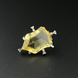 Antique Victorian Silver Large Citrine Badge Shaped Brooch - Boylerpf