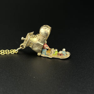 Vintage 9K Gold Enamel Nursery Rhyme Boot Charm Pendant - Boylerpf