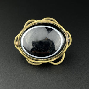 Victorian Gilt Metal Scottish Banded Agate Brooch - Boylerpf