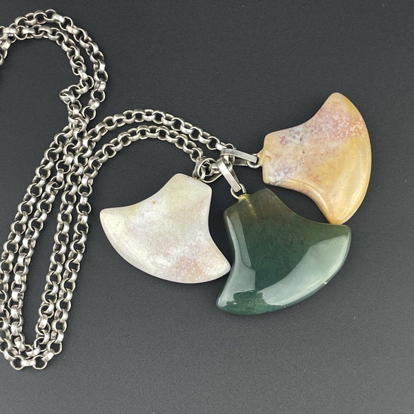 Vintage Three Stone Scottish Agate Silver Necklace - Boylerpf
