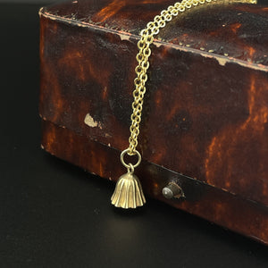 Vintage 9K Gold Articulated Bell Charm Pendant Necklace - Boylerpf