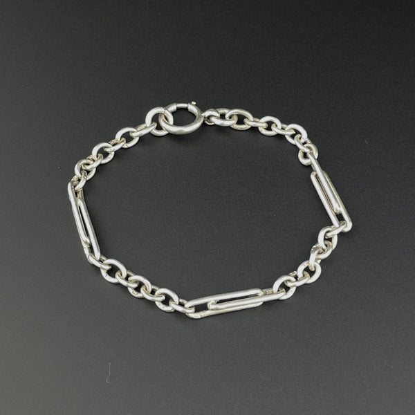 Antique Trombone Link Silver Watch Chain Bracelet - Boylerpf