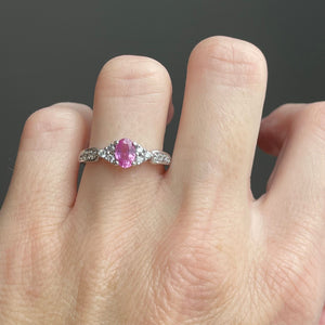 14K White Gold Pink Sapphire Diamond Ring - Boylerpf