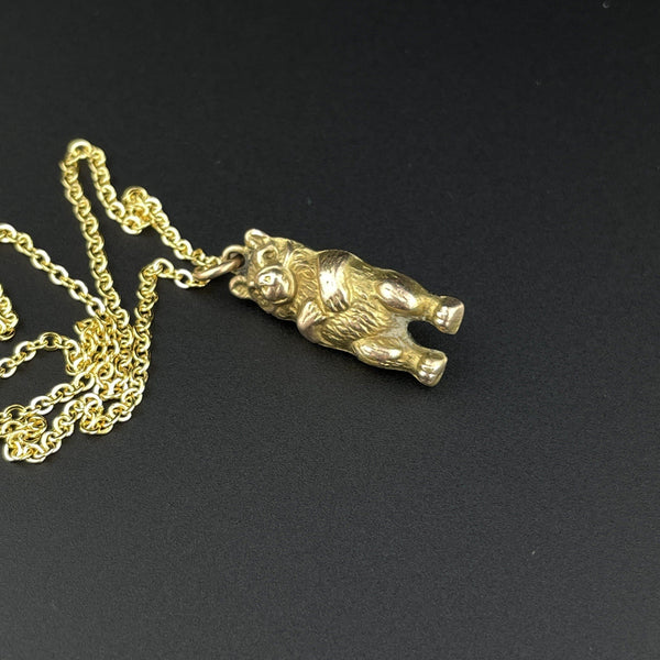 Gold Tone Teddy Bear Charm Necklace 19