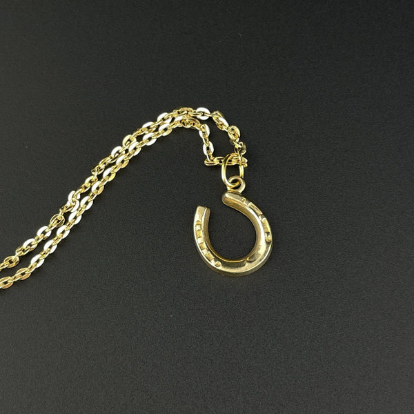 Vintage Luck Charm Gold Horseshoe Pendant Necklace - Boylerpf