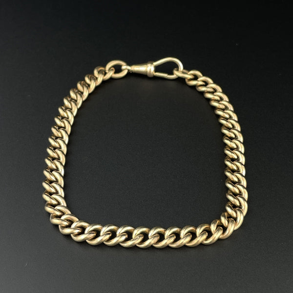 Antique Rolled Gold Curb Link Watch Chain Bracelet - Boylerpf
