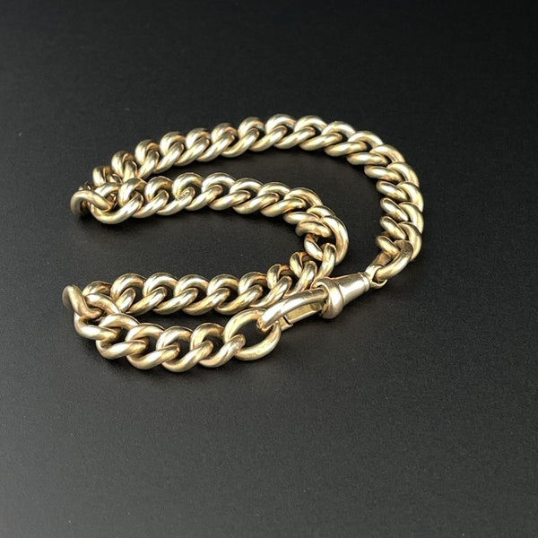 Antique Rolled Gold Curb Link Watch Chain Bracelet - Boylerpf