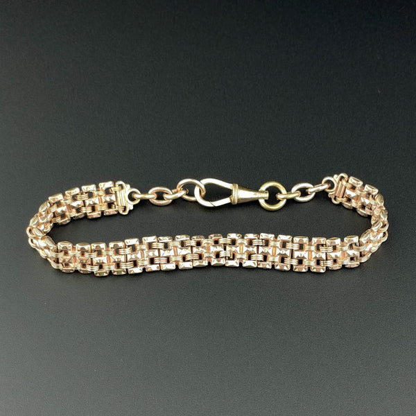Vintage Edwardian Rolled Gold Fancy Link Watch Chain Bracelet - Boylerpf