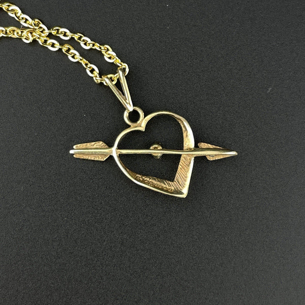 Vintage Heart Arrow Diamond Gold Pendant Necklace - Boylerpf