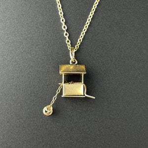 Vintage Working Wishing Well 14K Gold Pendant Charm Necklace - Boylerpf