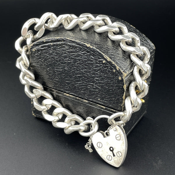Antique & Vintage Jewelry Puffy Heart Padlock Chain Necklace - Necklaces - Broken English Jewelry
