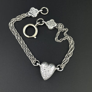 Victorian Sterling Silver Engraved Puffy Heart Albertina Bracelet - Boylerpf