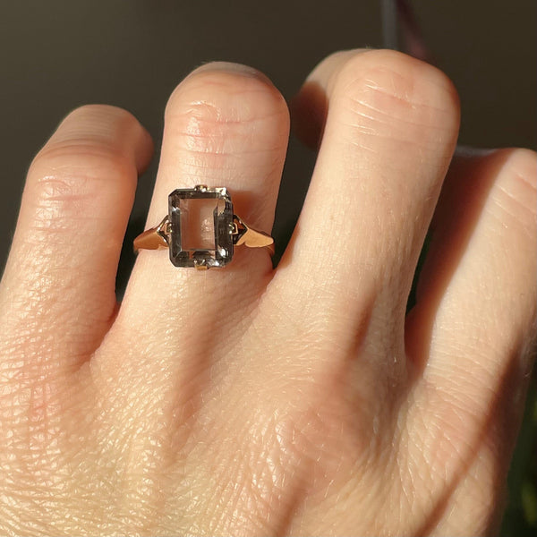 Vintage Smoky Quartz Gold Cocktail Ring - Boylerpf