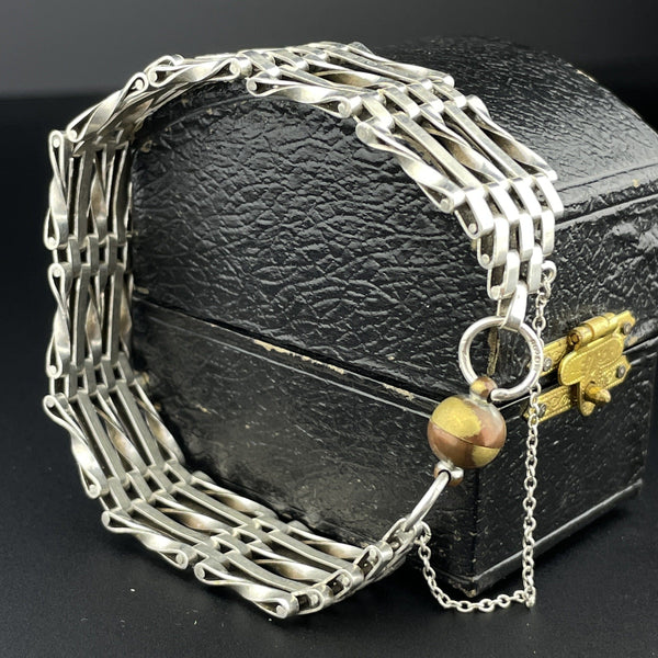 Vintage Silver Gate Fancy Chain Link Bracelet - Boylerpf