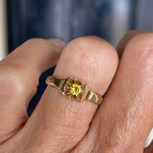 Antique Edwardian Belcher Citrine Ring in 14K Gold - Boylerpf