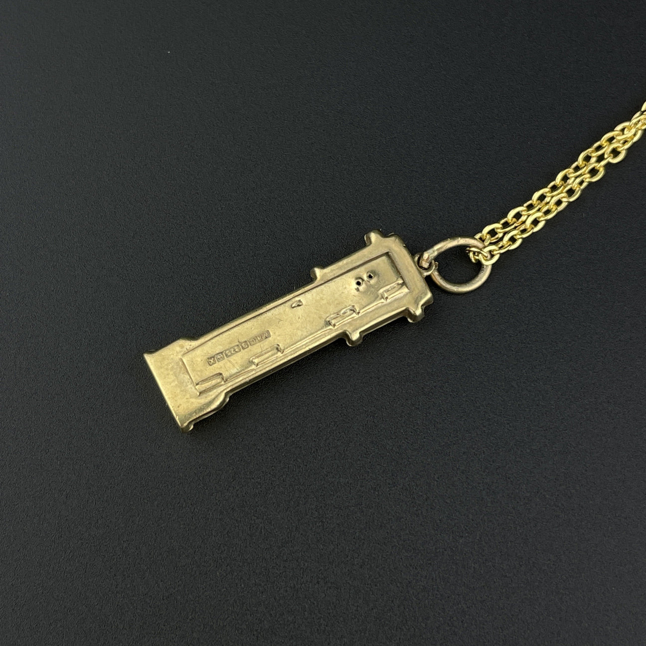 Vintage Gold Grandfather Clock Pendant Necklace Boylerpf