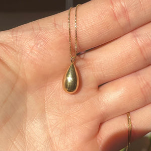 Vintage Solid 14K Gold Teardrop Pendant Necklace - Boylerpf