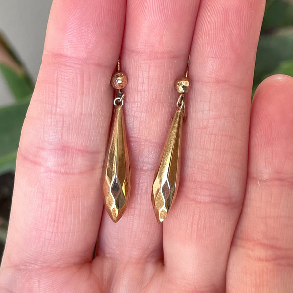 Antique Gold Faceted Victorian Dangle Earrings - Boylerpf